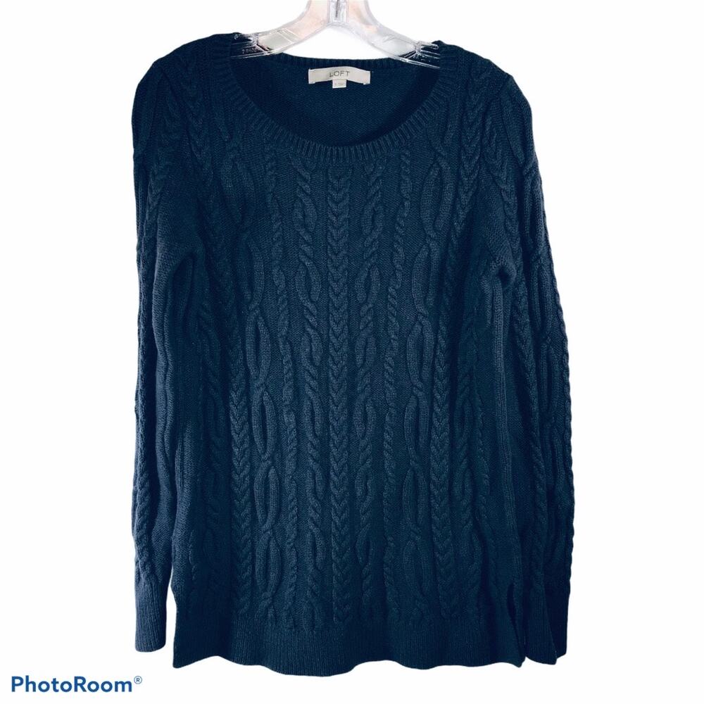 Ellen Tracy Admiral Blue Long Sleeve Textured Sweater M